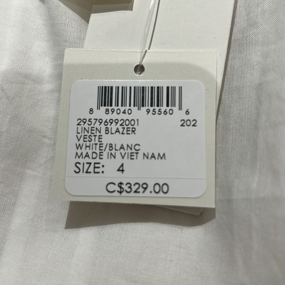 Club Monaco white linen blazer - NEW WITH TAGS size 4 - Picture 4 of 4